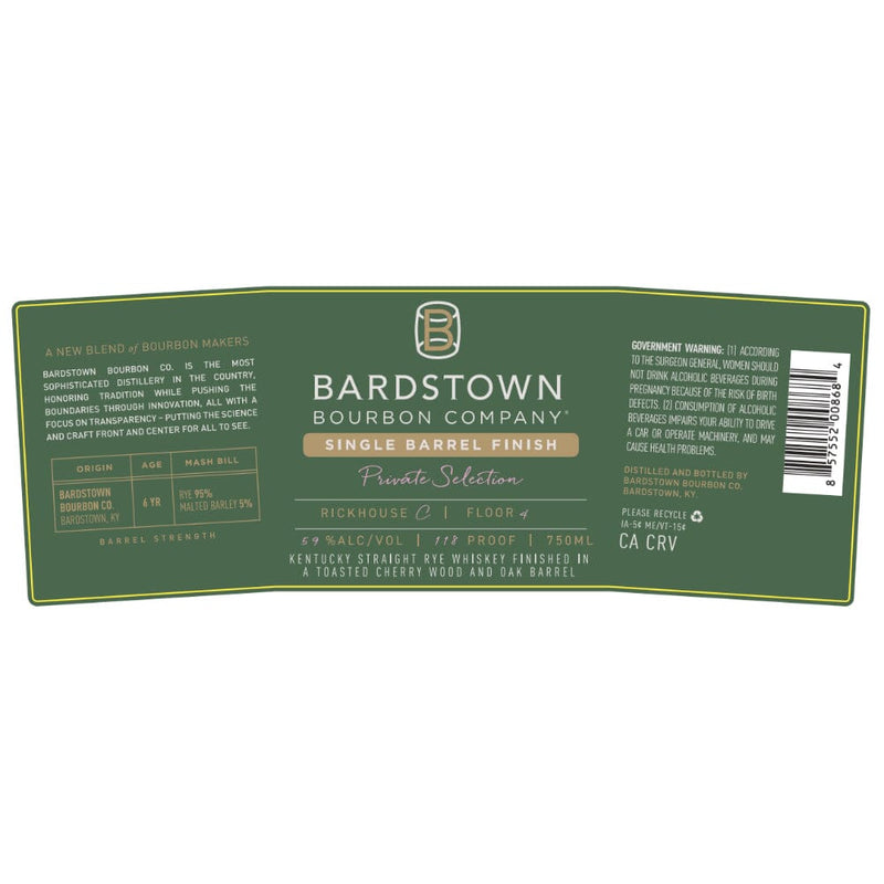 Bardstown Bourbon Private Selection Rye Finished in Toasted Sherry Wood and Oak
