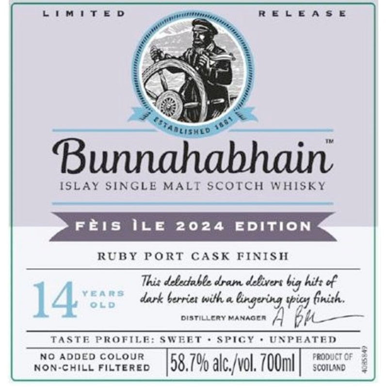 Bunnahabhain Fèis Ìle 2024 Ruby Port Cask Finish