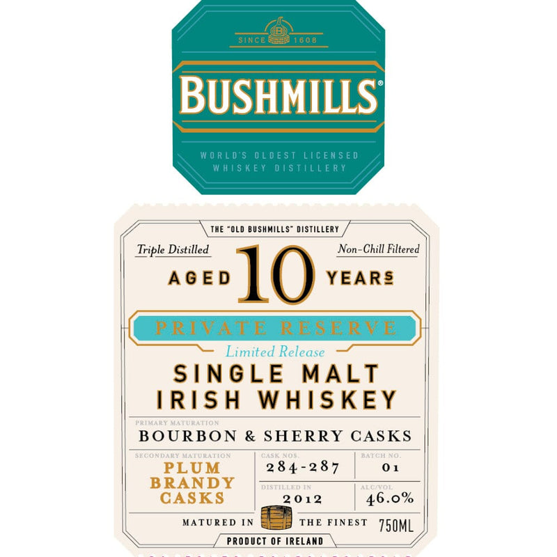 Bushmills 10 Year Old Private Reserve Plum Brandy Cask Finished