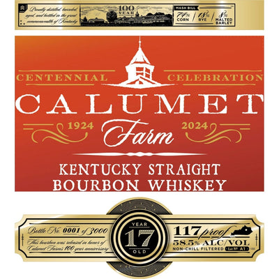 Calumet Farm 17 Year Old Bourbon Glass Decanter 100th Anniversary Release