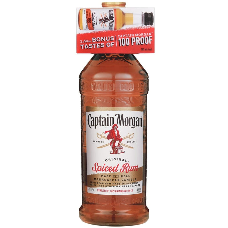 Captain Morgan 1.75L W/2 x 50ml 100 Proof Mini Bottles