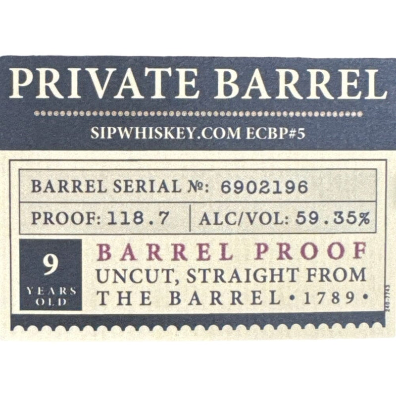 Elijah Craig Single Barrel Barrel Proof Selected by Sip Whiskey 118.7 Proof