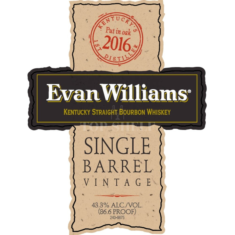 Evan Williams Single Barrel Vintage Bourbon 2016
