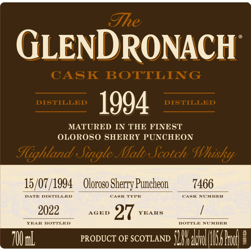 Glendronach 27 Year Old 1994 Cask 