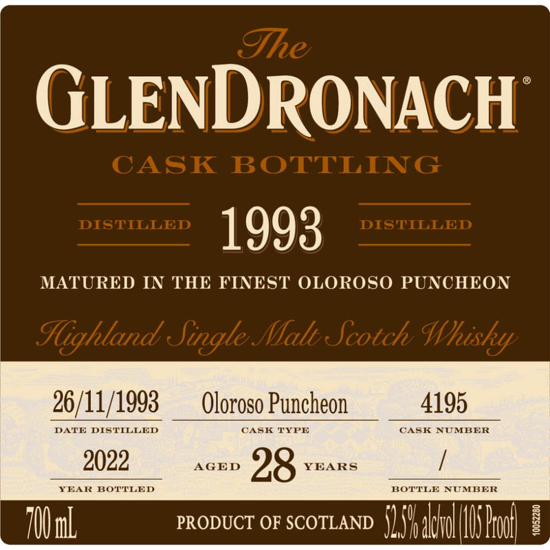 Glendronach 28 Year Old 1993 Cask 
