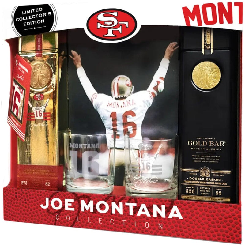 Gold Bar Whiskey Joe Montana Collection Kickoff Glass Gift Set