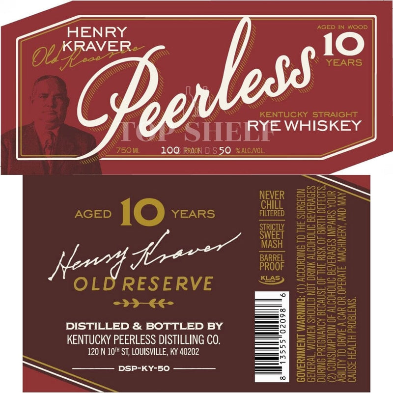 Peerless Henry Kraver 10 Year Old Rye Whiskey