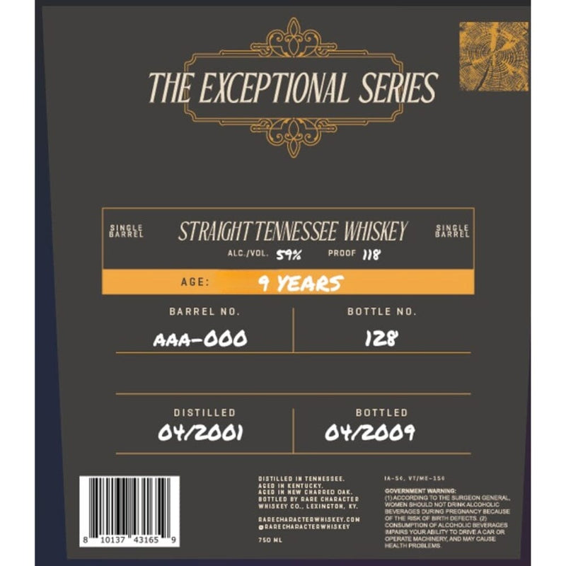 Rare Character The Exceptional Series 9 Year Old Tennessee Whiskey