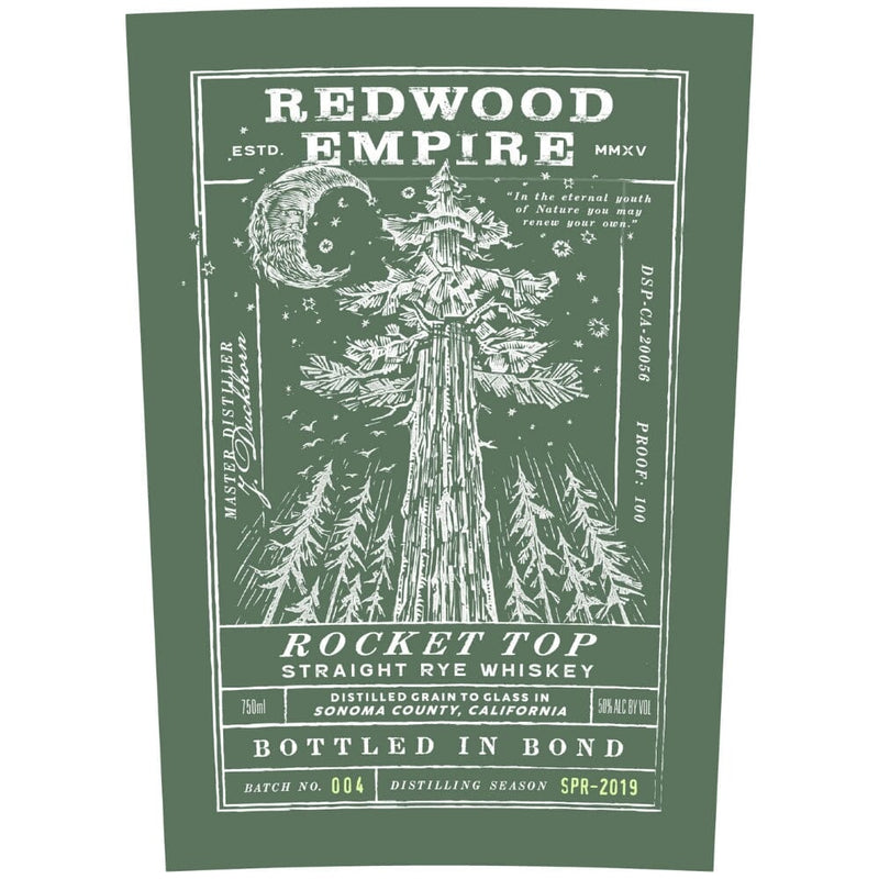Redwood Empire Rocket Top Rye Bottled In Bond Batch 004