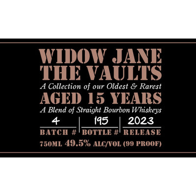 Widow Jane The Vaults 15 Year Old 2023 Edition