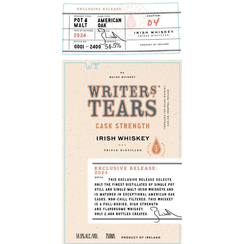 Writers’ Tears Cask Strength Irish Whiskey Release 2024