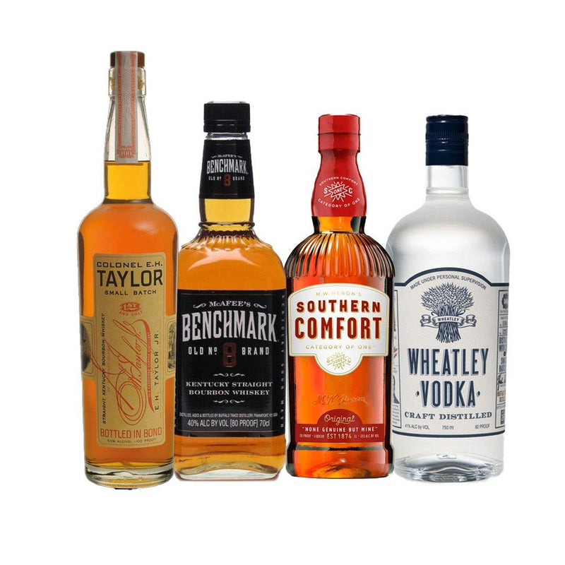 Colonel E.H Taylor Small Batch, Benchmark Bourbon, Wheatley Vodka, Southern Comfort 70 Proof Special