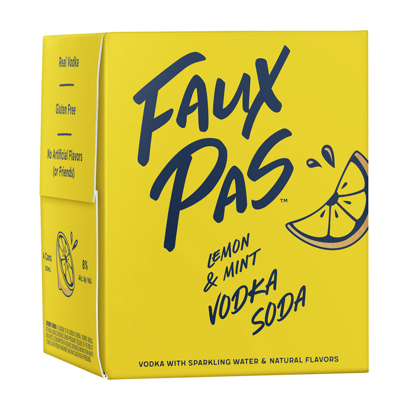 Faux Pas Lemon & Mint Vodka Soda 4PK