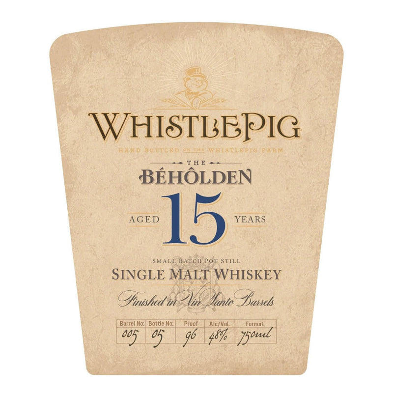 WhistlePig The Beholden 15 Year Old Finished In Vin Santo Barrels