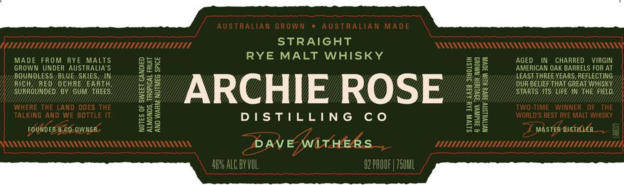 Buy Archie Rose Straight Rye Malt Whisky Australian Whisky 92 Proof ...