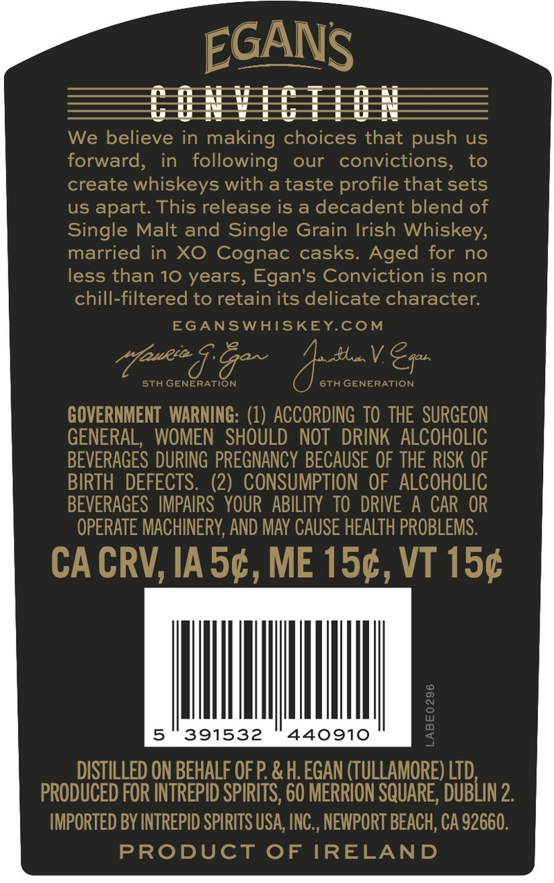Buy Egan's Conviction 10 Year Irish Whiskey XO Cognac Cask® Online ...